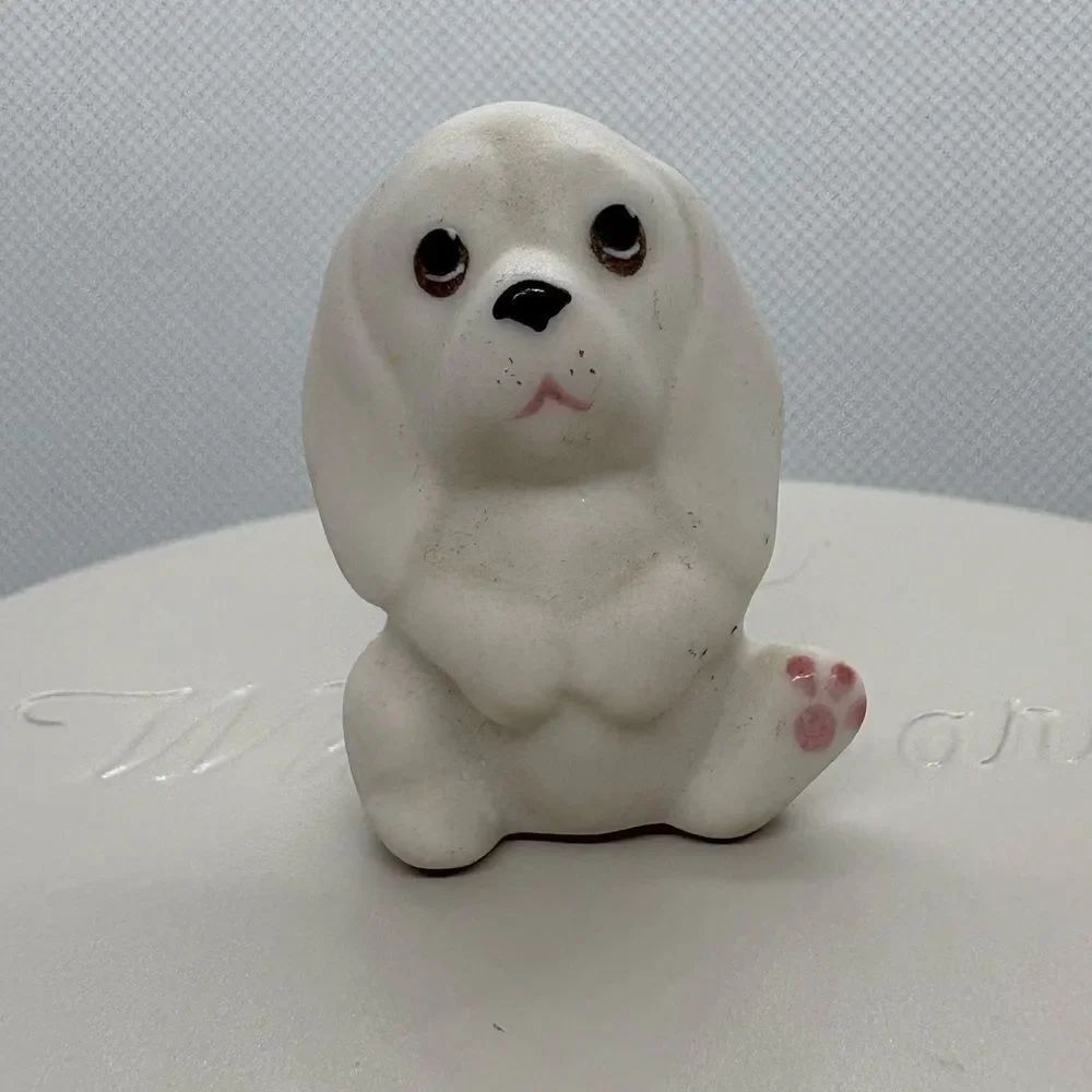 Vintage KRC Kirch Porcelain Puppy Dog Figural Thimble Hand Painted Bisque 1980s